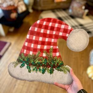 Festive Red and White Santa Hat Metal Stake Decor